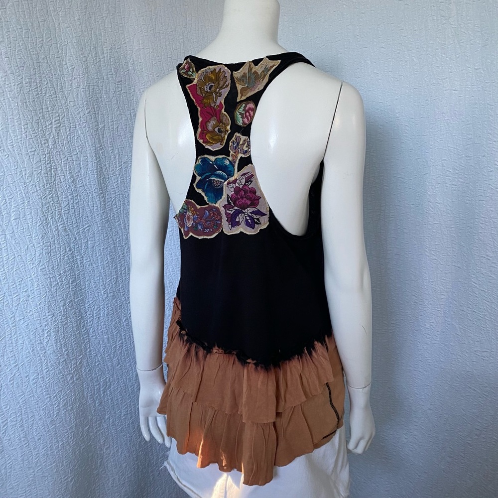 Free People Racerback Ruffle Bleached Tank Top - Picture 3 of 9